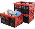 Red and Black Collapsible Storage Crates – Set of 3
