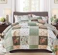 Green Floral Patchwork Quilt Bedding Set – Queen