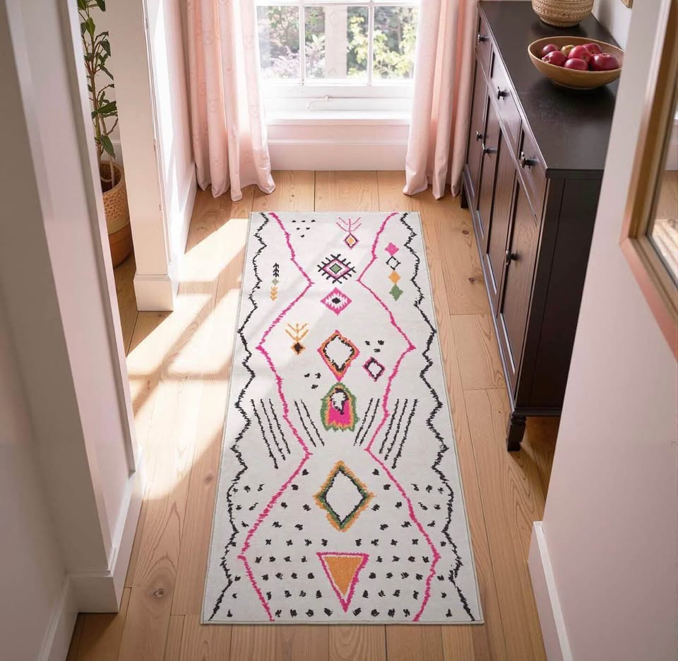 Washable Bohemian Tribal Runner Rug – 2 × 5 ft