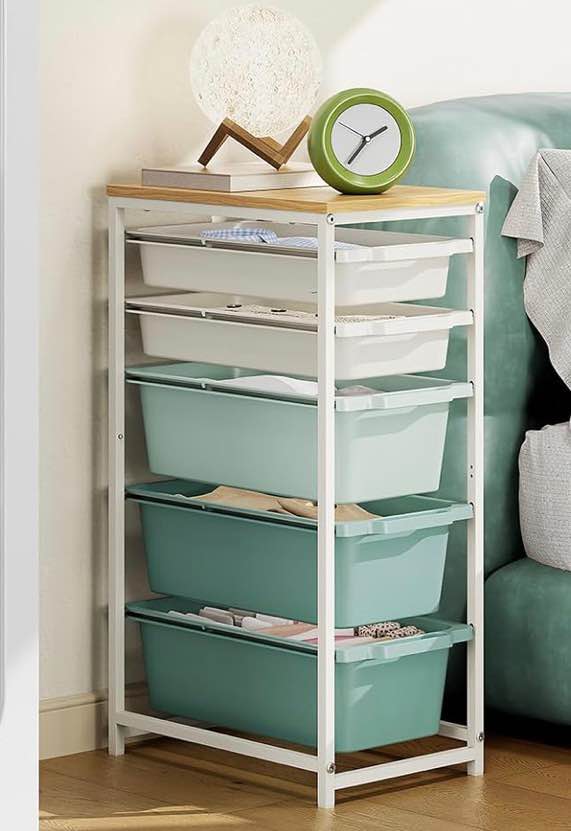 5-Drawer Storage Organizer with Wooden Tabletop
