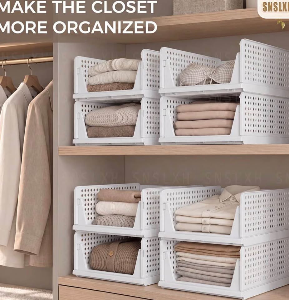 Stackable Foldable Closet Organizers – Set of 4